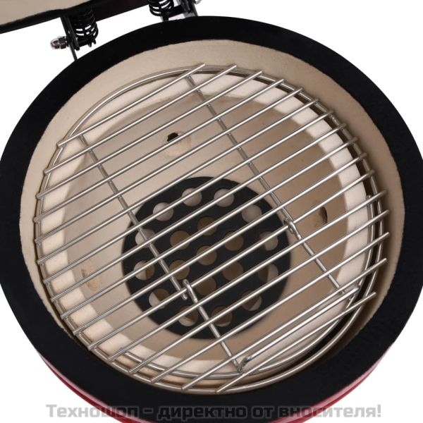 2-в-1 Камадо барбекю грил опушвач, керамично, 56 см, червено