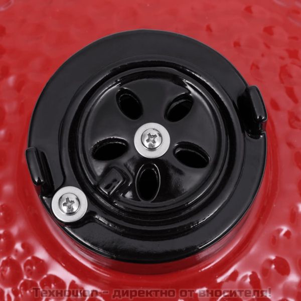 2-в-1 Камадо барбекю грил опушвач, керамично, 56 см, червено