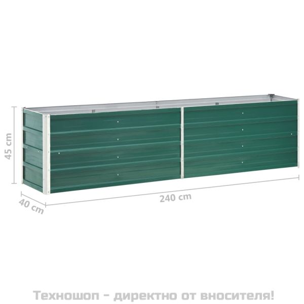 Градинска висока леха поцинкована стомана 240x40x45 см зелена