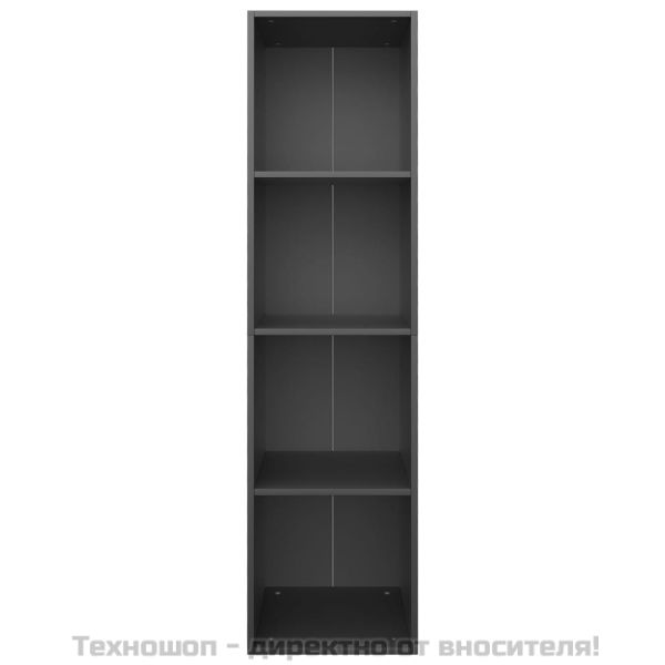 Библиотека/ТВ шкаф, черна, 36x30x143 см, инженерно дърво