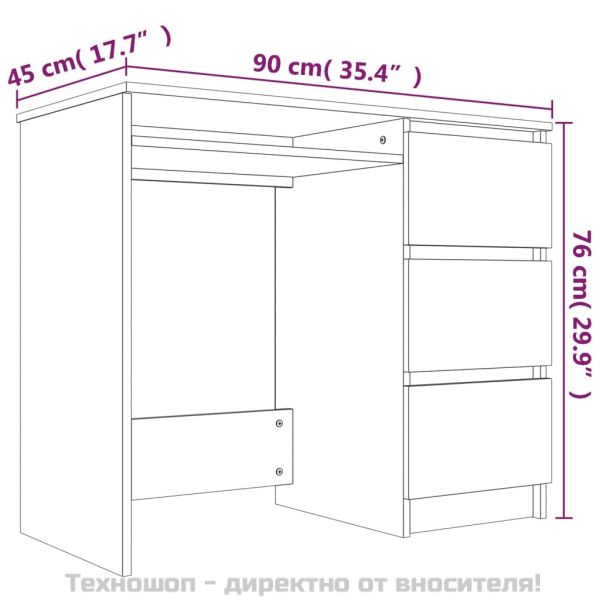 Бюро, сив сонома, 90x45x76 см, инженерно дърво