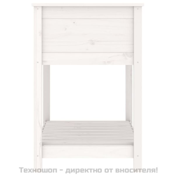 Плантер с рафт, бяла, 82,5x54x81 см, борово дърво масив