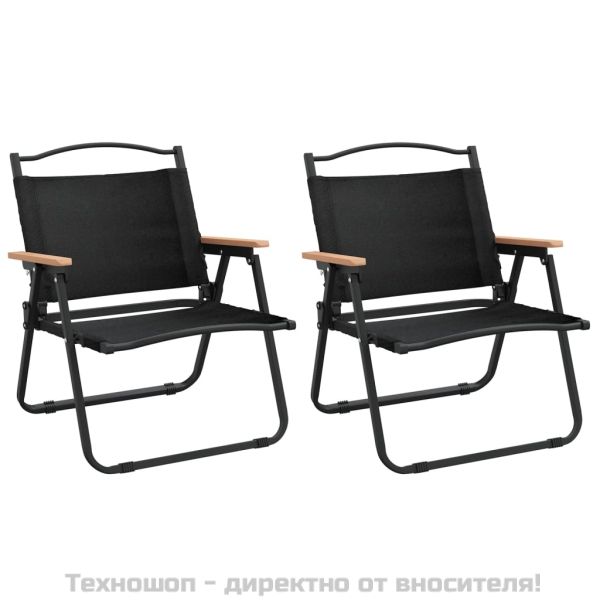 Къмпинг столове 2 бр черни 54x43x59 см Оксфорд плат