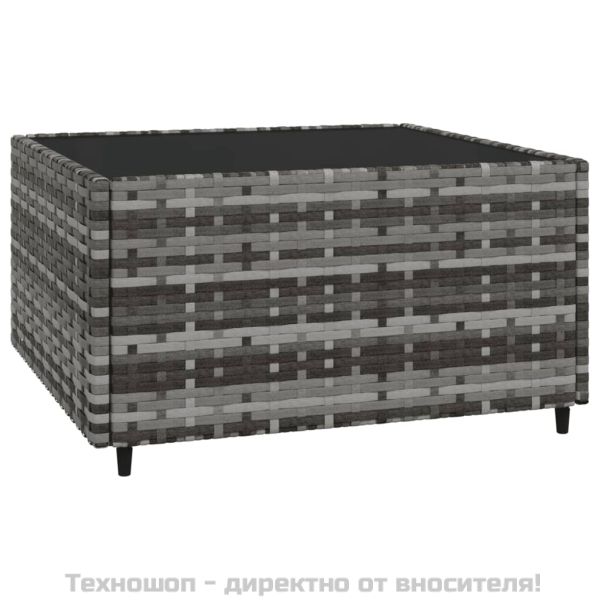 Градински лаундж комплект с възглавници 4 части сив полиратан