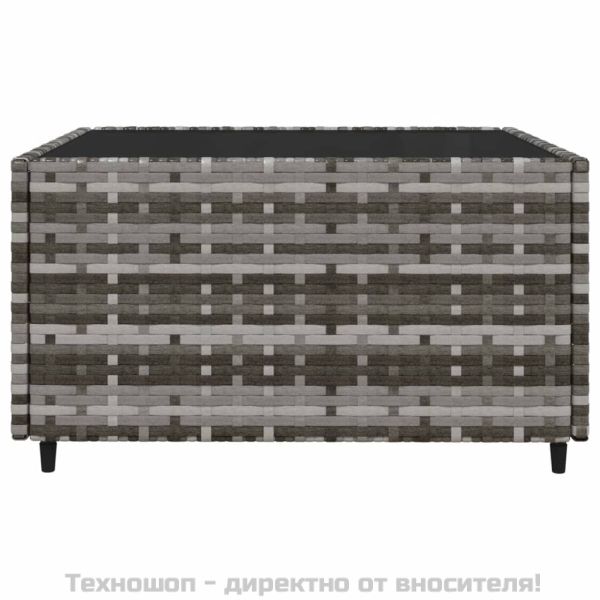 Градински лаундж комплект с възглавници 4 части сив полиратан