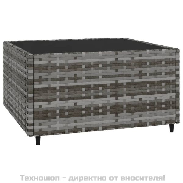 Градински лаундж комплект с възглавници 4 части сив полиратан