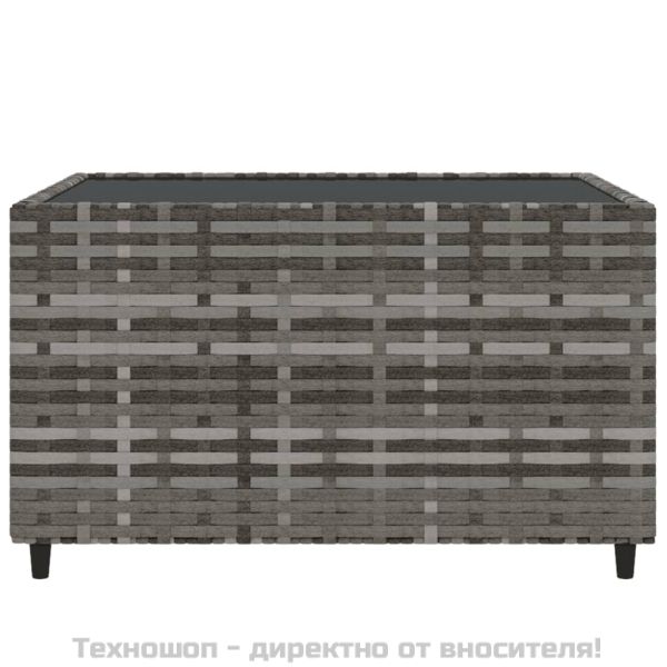 Градински лаундж комплект с възглавници 4 части сив полиратан