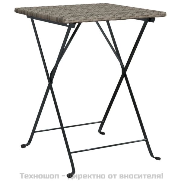 Сгъваем бистро комплект от 3 части, сив, полиратан