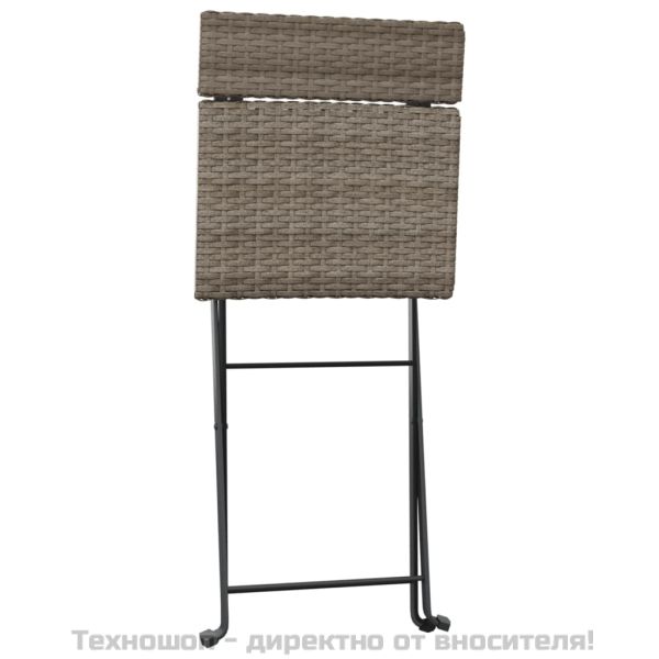 Сгъваем бистро комплект от 3 части, сив, полиратан