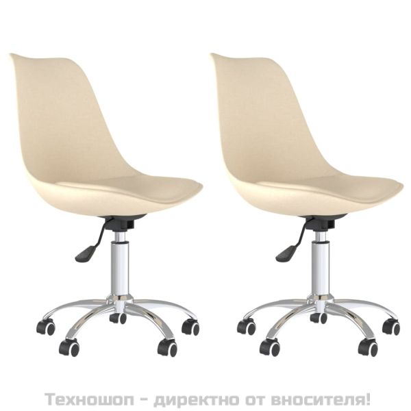 Въртящи се трапезни столове, 2 бр, кремави, текстил