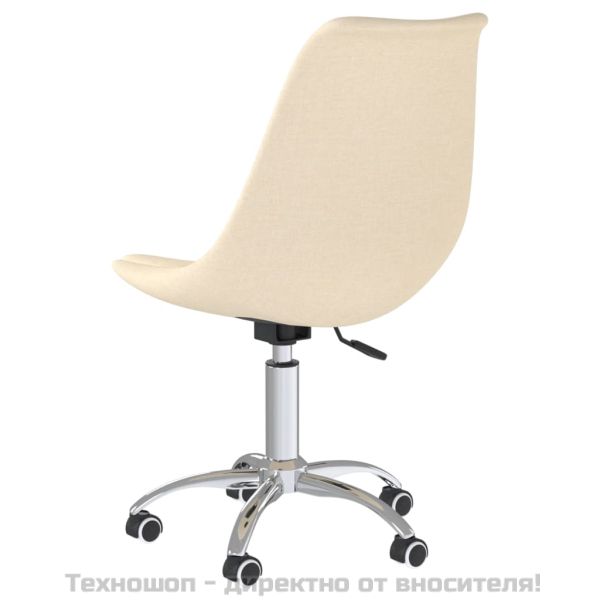 Въртящи се трапезни столове, 2 бр, кремави, текстил