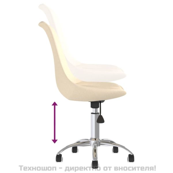 Въртящи се трапезни столове, 2 бр, кремави, текстил