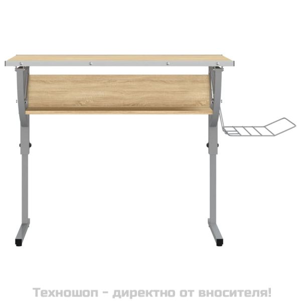 Бюро дъб сонома и сиво 110x53x(58-87)см инженерно дърво/стомана