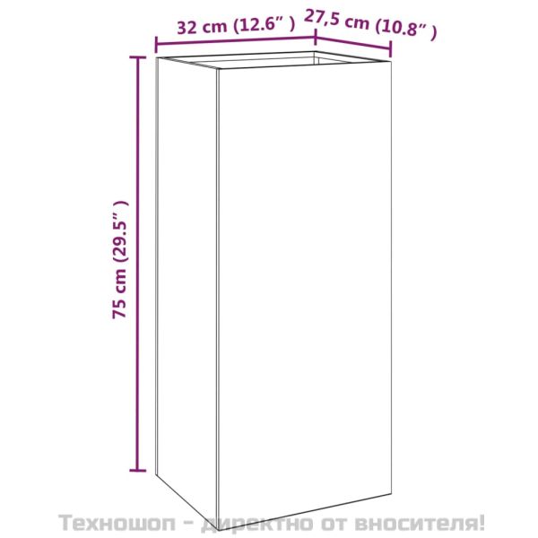 Кашпа, 32x29x75 см, кортенова стомана