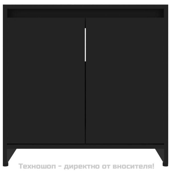 Шкаф за баня, черен, 60x33x61 см, инженерно дърво