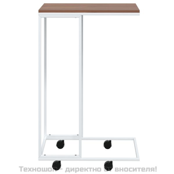 Помощна маса с колелца бяла 40x30x63,5 см инженерно дърво