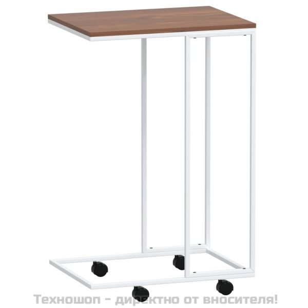 Помощна маса с колелца бяла 40x30x63,5 см инженерно дърво