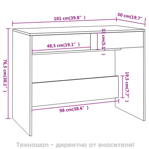 Бюро, бетонно сиво, 101x50x76,5 см, инженерно дърво