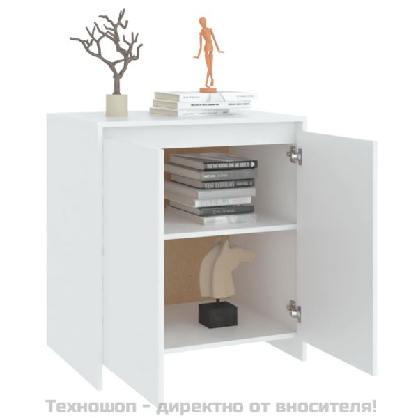 Сайдборд, бял, 70x41x75 см, инженерно дърво