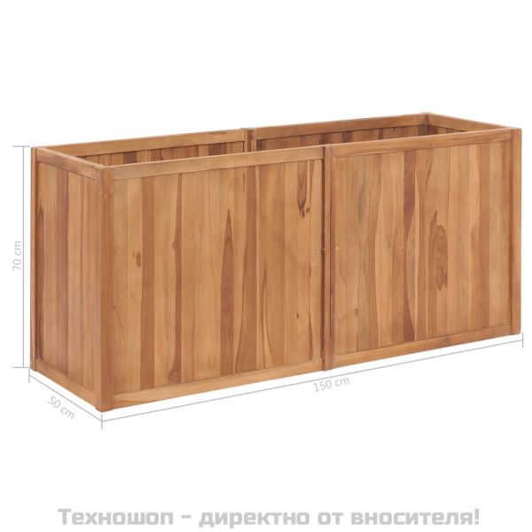 Градинска повдигната леха, 150x50x70 см, тиково дърво масив