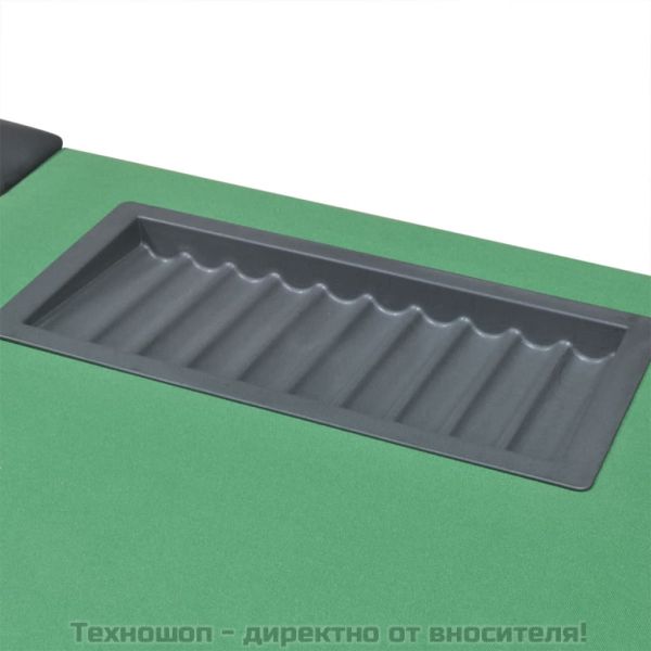 Покер маса за 10 играчи с дилър зона и табла за чипове, зелена