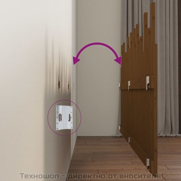 Стенна табла за спалня, меденокафява, 204x3x80 см, бор масив