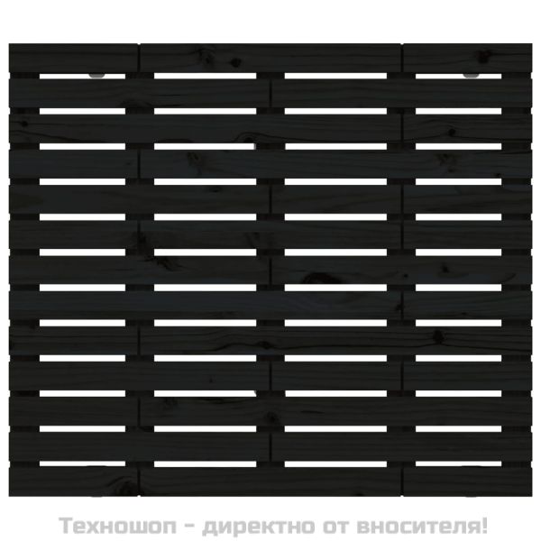 Стенна табла за спалня, черна, 146x3x91,5см, борово дърво масив