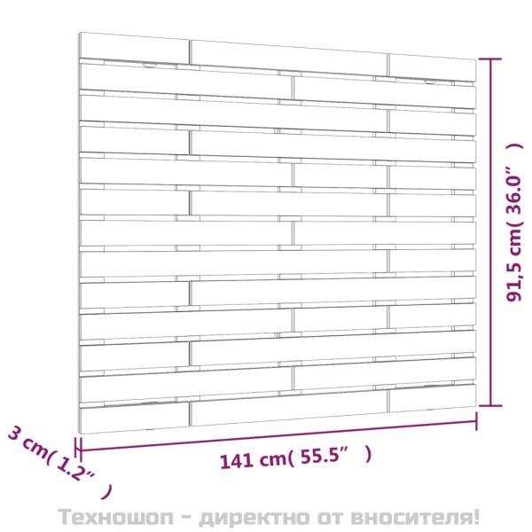 Стенна табла за спалня, 141x3x91,5 см, борово дърво масив