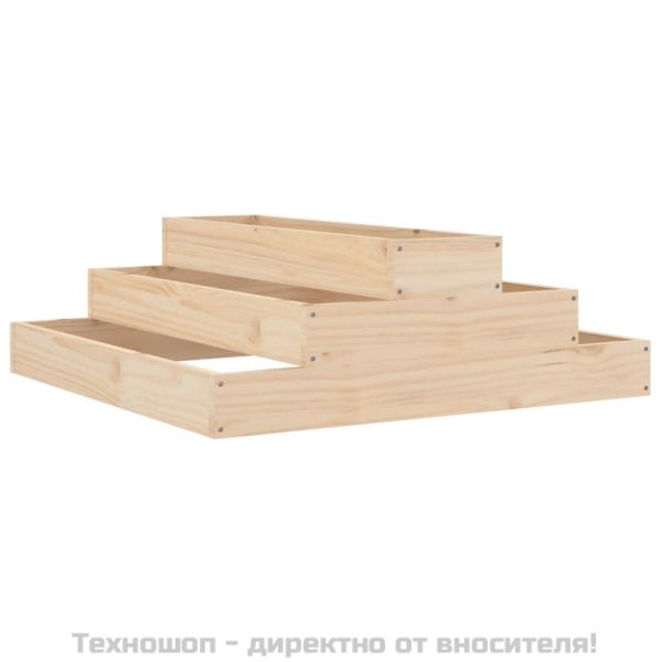 Плантер, 80x80x27 см, борово дърво масив