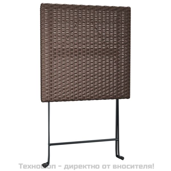 Сгъваем бистро комплект от 3 части, кафяв, полиратан