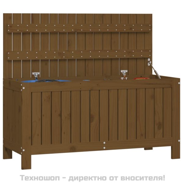 Кутия за съхранение, меденокафява, 108x42,5x54 см, бор масив