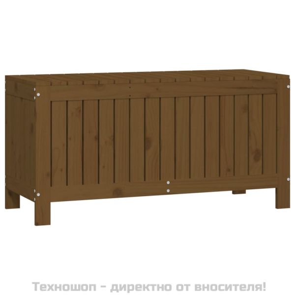 Кутия за съхранение, меденокафява, 108x42,5x54 см, бор масив