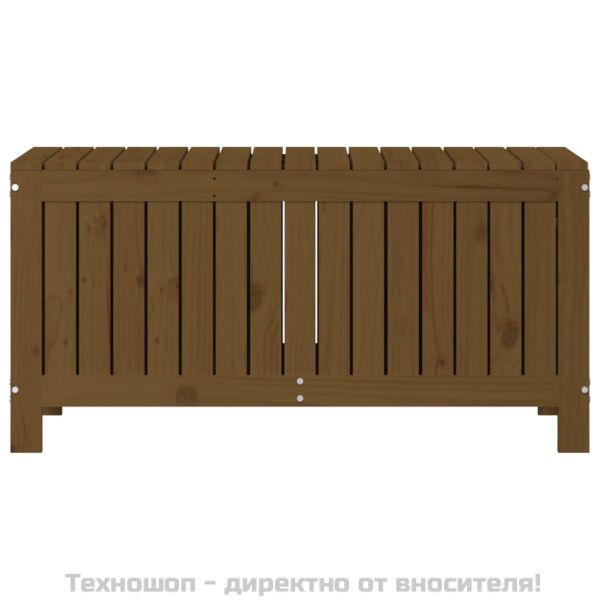 Кутия за съхранение, меденокафява, 108x42,5x54 см, бор масив