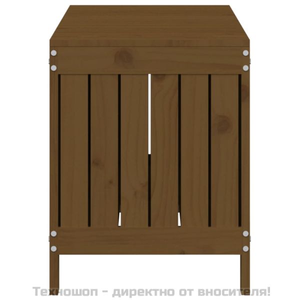 Кутия за съхранение, меденокафява, 108x42,5x54 см, бор масив
