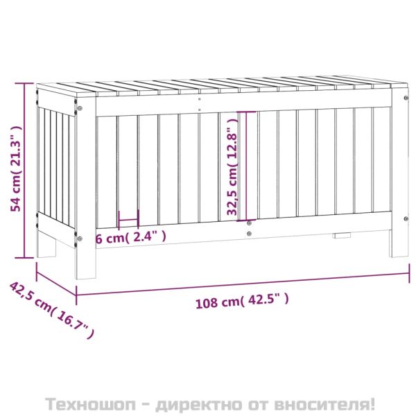 Кутия за съхранение, меденокафява, 108x42,5x54 см, бор масив