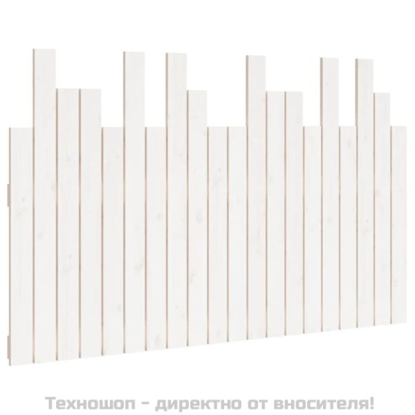 Стенна табла за спалня, бяла, 127,5x3x80 см, борово дърво масив