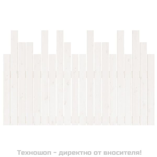 Стенна табла за спалня, бяла, 127,5x3x80 см, борово дърво масив