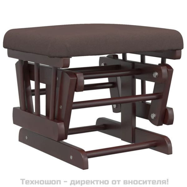 Плъзгащ се стол с табуретка, кафяв, текстил
