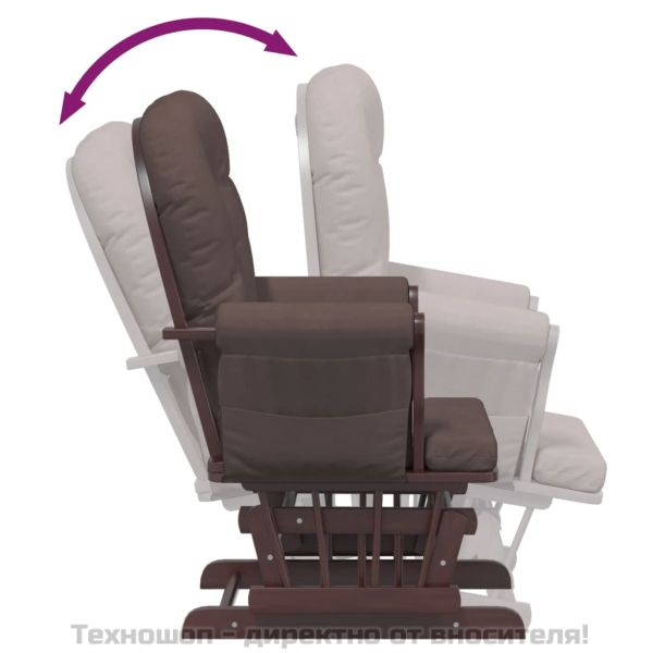 Плъзгащ се стол с табуретка, кафяв, текстил