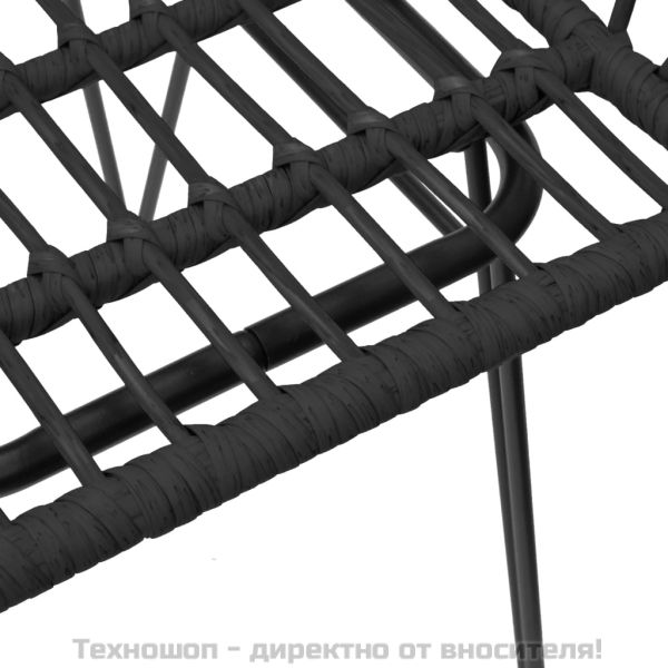 Градински трапезен комплект, 3 части, черен, полиратан