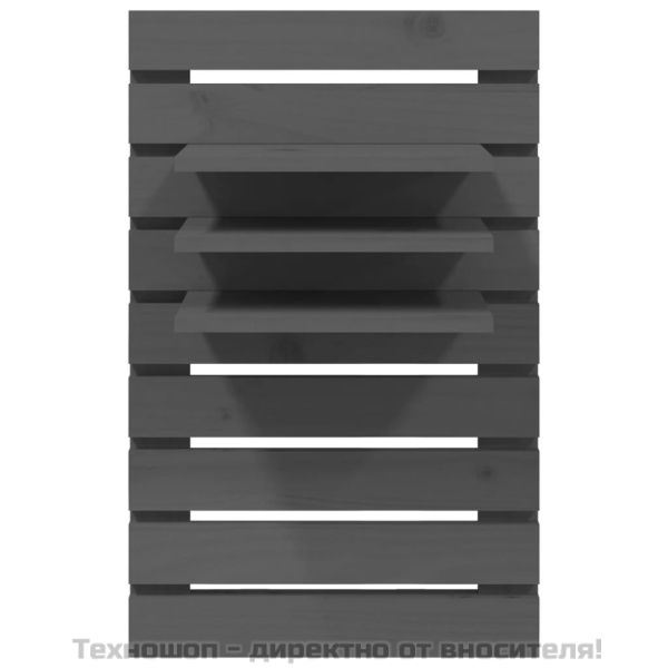 Нощни рафтове за стена, 2 бр, сиви, борово дърво масив