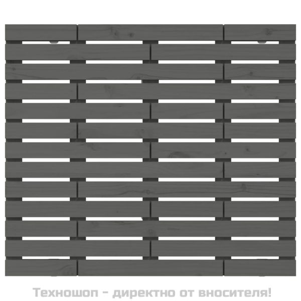 Стенна табла за спалня, сива, 96x3x91,5 см, борово дърво масив