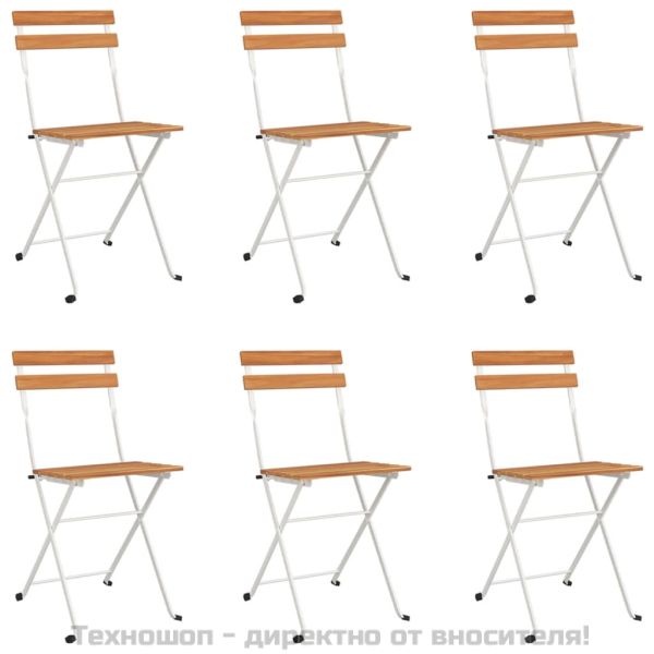 Сгъваем бистро комплект от 7 части, акация масив и стомана