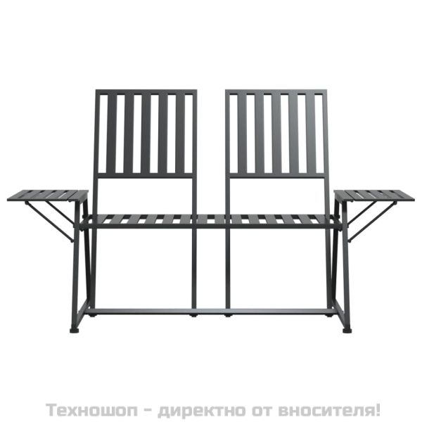 2-местна градинска пейка, 165 см, черна, стомана