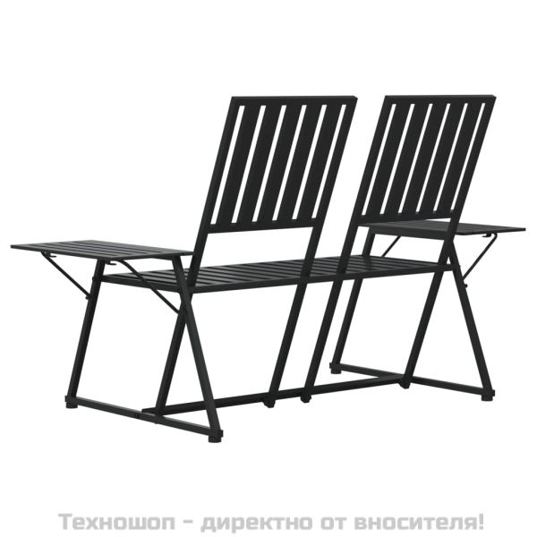 2-местна градинска пейка, 165 см, черна, стомана