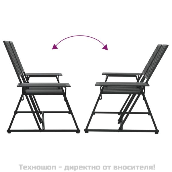 2-местна градинска пейка, 165 см, черна, стомана