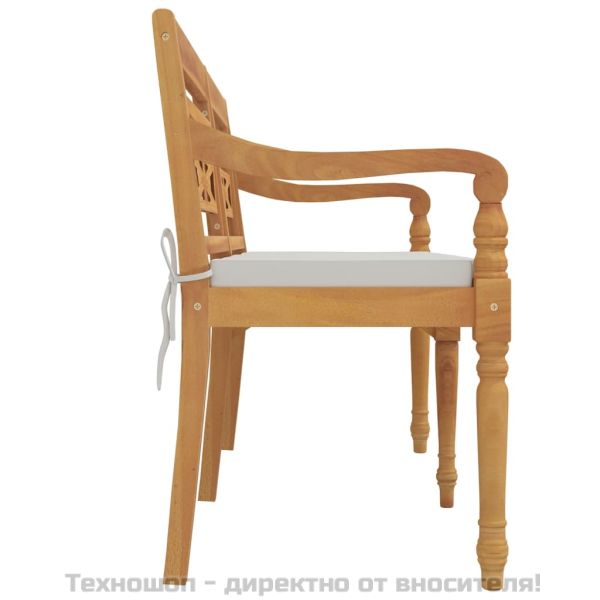 Пейка Батавия с възглавница, 150 см, тик масив