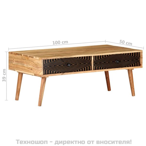 Маса за кафе, 100x50x39 см, акациево дърво масив