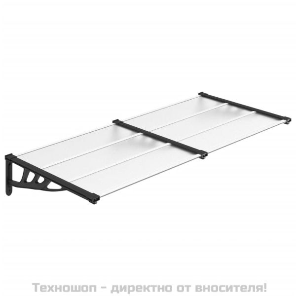 Навес за врата, черно и прозрачно, 199x90 см, поликарбонат