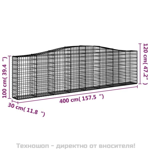 Габионни кошници арка 4 бр 400x30x100/120 см поцинковано желязо